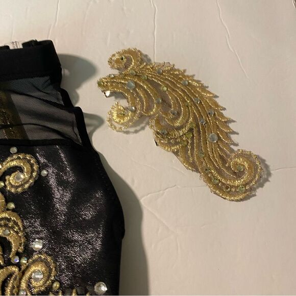 Custom glamorous mature solo dance costume 2 piece leather fringe black MC LC - Picture 9 of 15